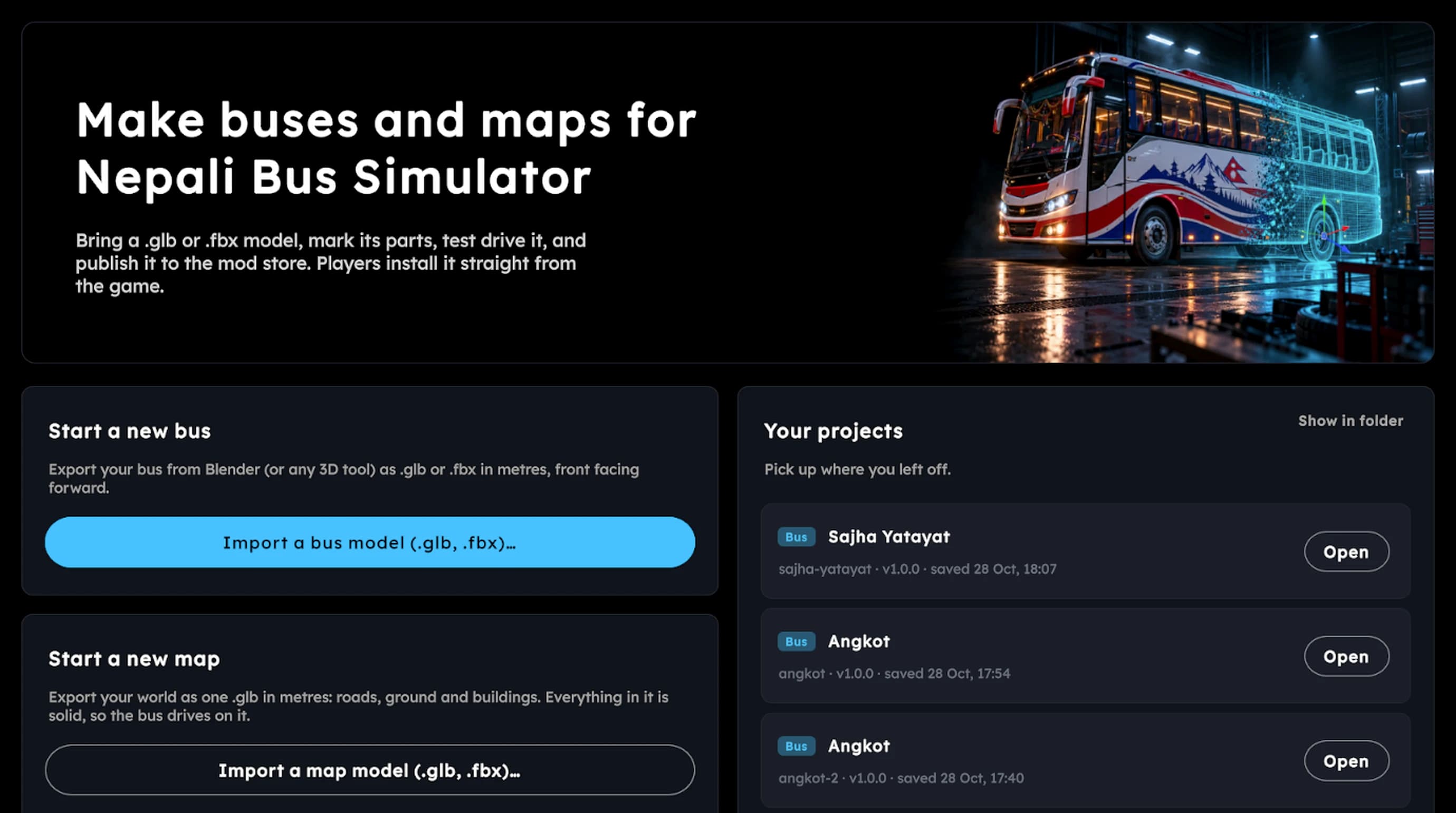 Mod Studio: make buses and maps for Nepali Bus Simulator
